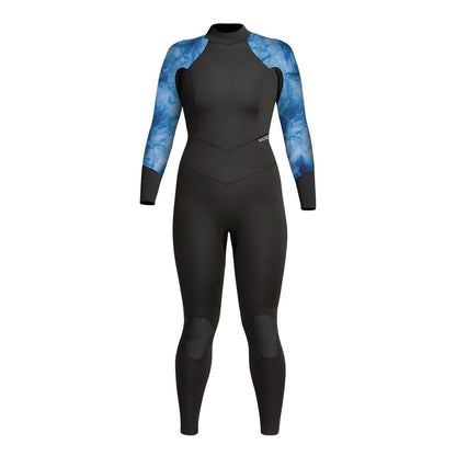XCEL Womens Axis Back Zip 3/2mm Fullsuit Black-Cotton Blue Tie Dye