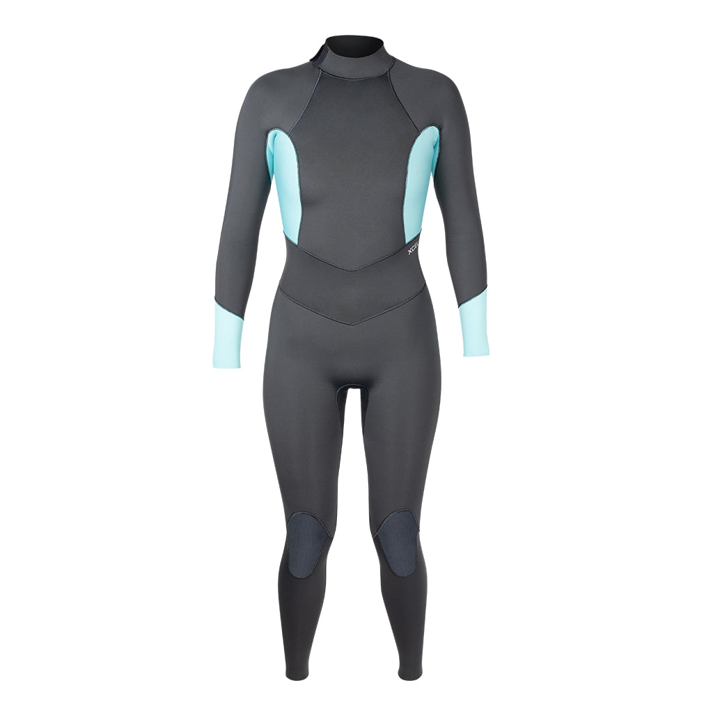XCEL Womens Axis Back Zip 3/2mm Fullsuit Graphite-Glacier Blue